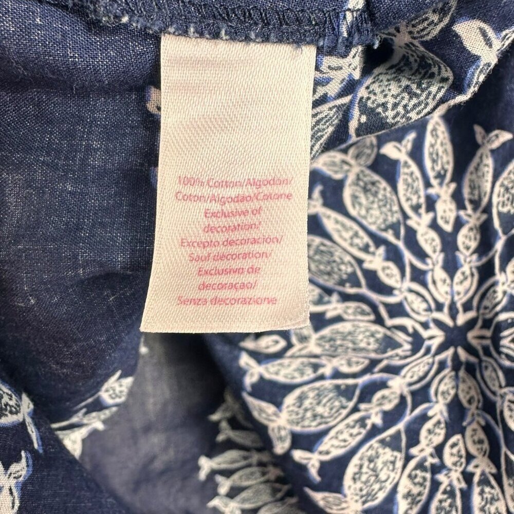 Lilly Pulitzer Navy Blue Printed Beach Cover-Up Tunic Dress Long Sleeve Resort - Picture 10 of 11